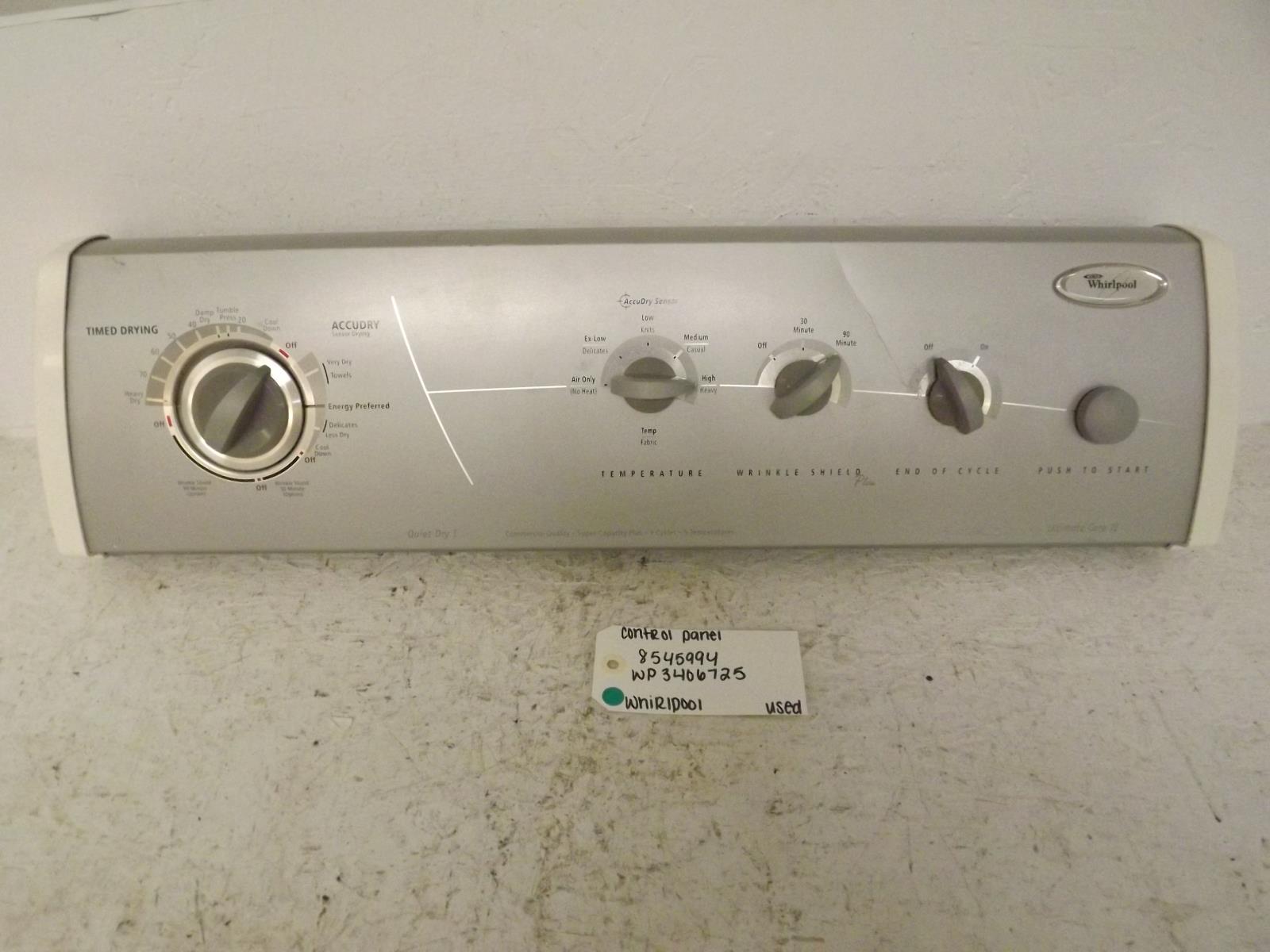 Whirlpool Dryer 8545994 WP3406725 Control Panel Used Whirlpool Dryer 8545994 WP3406725 Control Panel Used